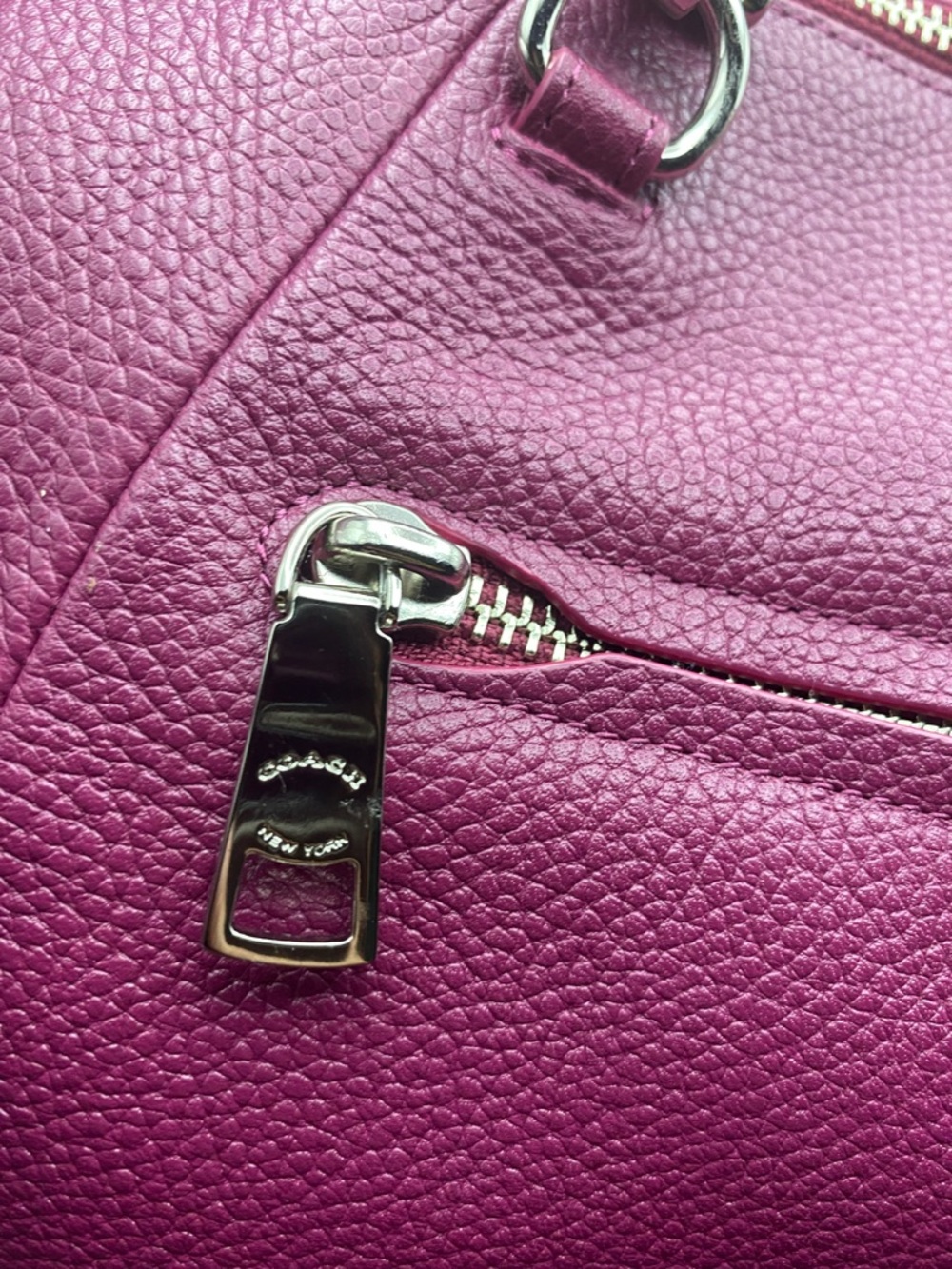 Gorgeous Magenta Colored Pebbled Coach Bag - Picture 6 of 16
